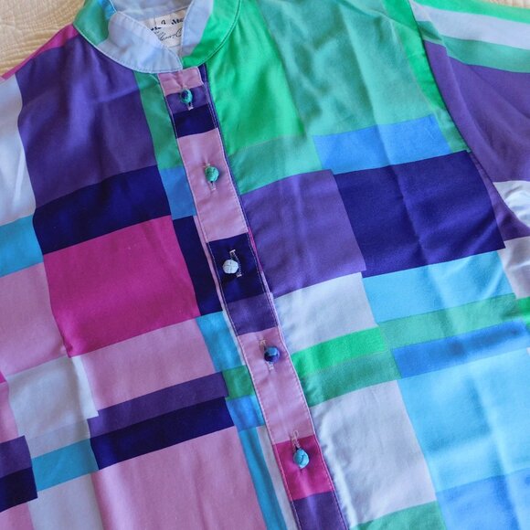 Deadstock Catherine Ogust Penthouse Gallery mod colorblock Forever shirt dress - Picture 3 of 16